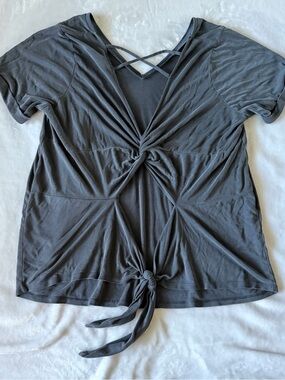 Daytrip blue gray Short Sleeve Tie-Front Tee